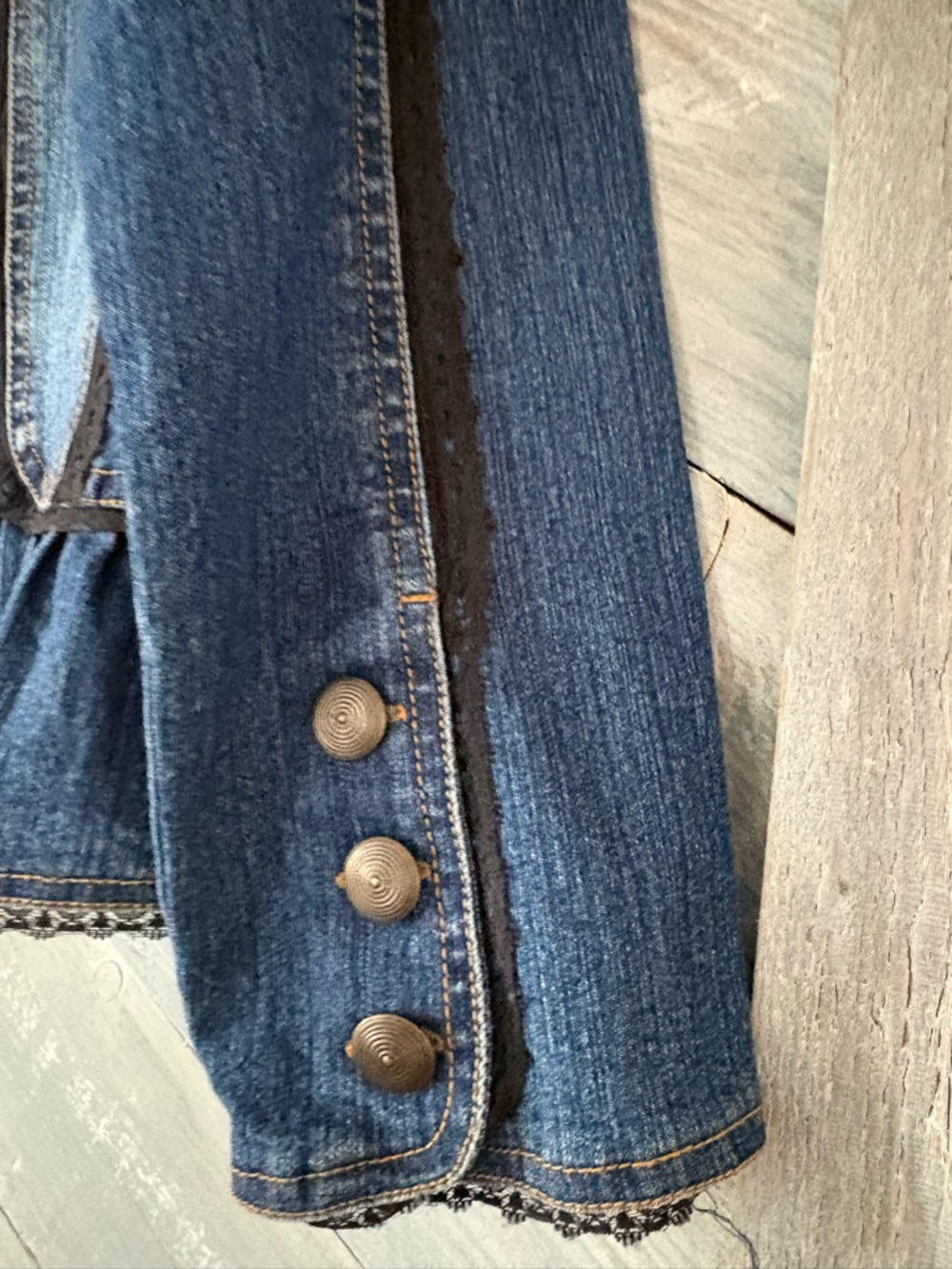 New Identity Vintage Denim and Lace Peplum Jacket - Picture 4 of 5